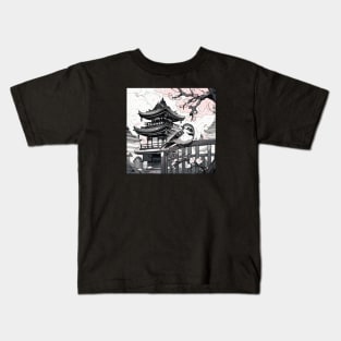 Japanese Scenery with bird Kids T-Shirt